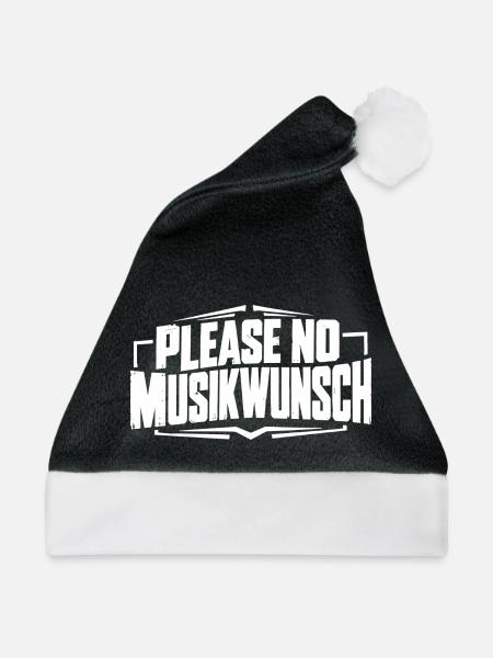 Please No Musikwunsch Dejay DJ Tontechniker - Weihnachtsmütze - Schwarz/Weiß - Vorne