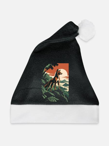 Philippinischer Waldhund - Weihnachtsmütze - Schwarz/Weiß