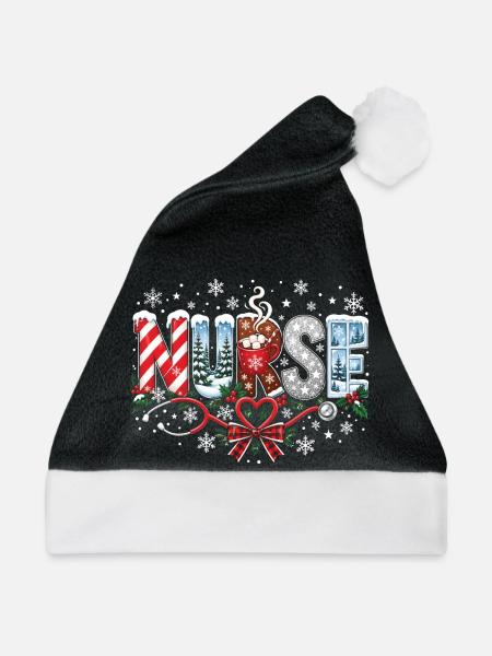 Krankenschwester Weihnachtsfeiertag Humor Winterschicht - Weihnachtsmütze - Schwarz/Weiß - Vorne
