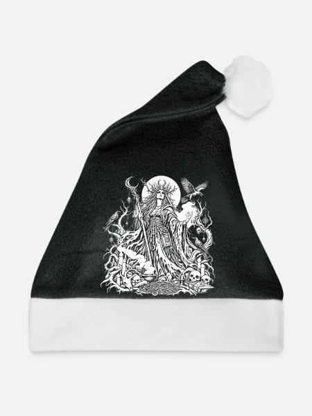 Hexe im Mondschein – Dunkle Magie - Weihnachtsmütze - Schwarz/Weiß