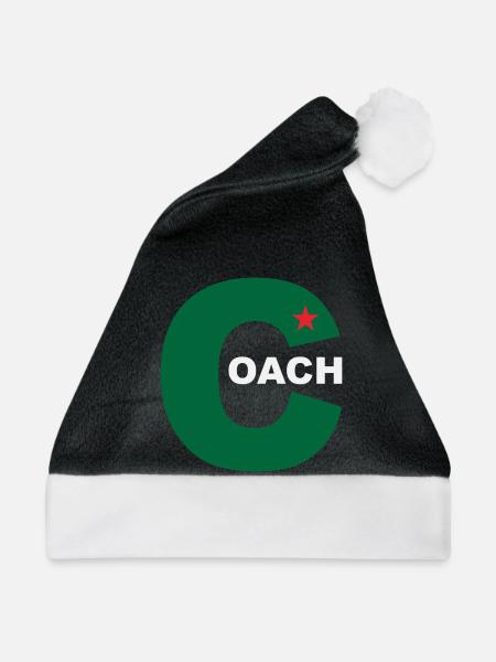 Grünes C mit Stern und OACH - Weihnachtsmütze - Schwarz/Weiß - Vorne