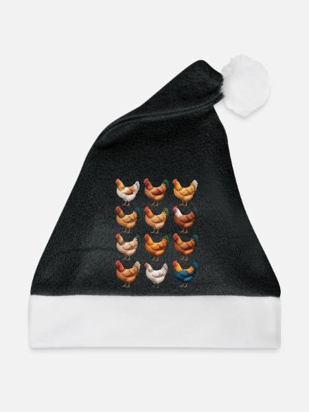 Lebendiges Hennen-Mosaik-Huhn - Weihnachtsmütze -