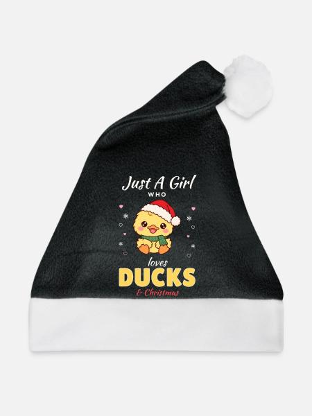 Just a Girl who loves Ducks & Christmas - Weihnachtsmütze - Schwarz/Weiß - Vorne