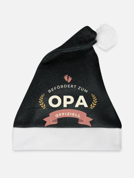 Befördert zum Opa – Abzeichen - Weihnachtsmütze - Schwarz/Weiß