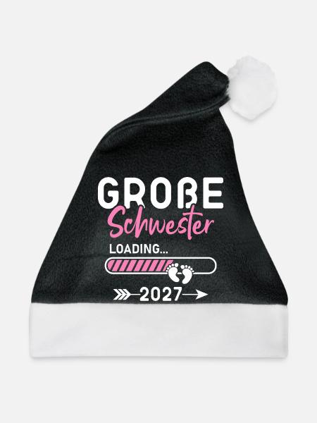Große Schwester Loading 2027 - Weihnachtsmütze - Schwarz/Weiß