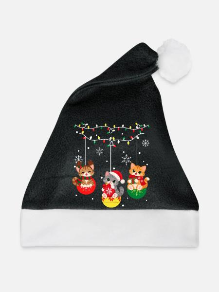 Weihnachtliches Katzenhemd - Weihnachtsmütze - Schwarz/Weiß