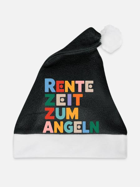 Rente Zeit zum Angeln Spruch - Weihnachtsmütze - Schwarz/Weiß