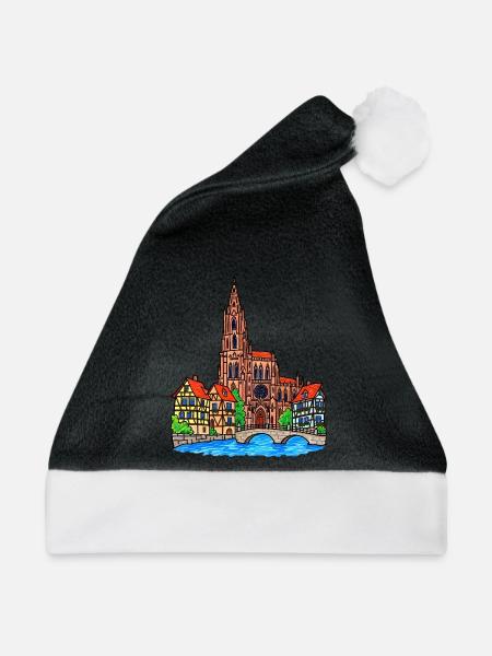 Straßburg Skyline im Wachsmalstil - Weihnachtsmütze -