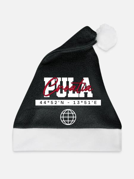 Pula Kroatien Koordinaten Reise Souvenir - Weihnachtsmütze - Schwarz/Weiß - Vorne