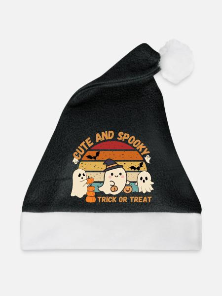 Niedliche und gruselige Retro-Geister - Weihnachtsmütze - Schwarz/Weiß