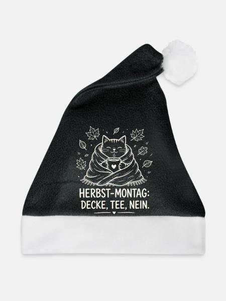 Herbst-Montag Decke Tee Nein - Weihnachtsmütze - Schwarz/Weiß - Vorne