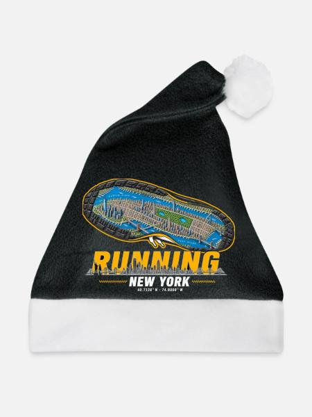 Running New York Laufschuh Stadtkarte - dunkel - Weihnachtsmütze - Schwarz/Weiß - Vorne