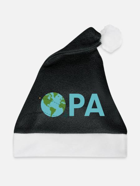 Opa mit Weltkugel – Hellblau - Weihnachtsmütze - Schwarz/Weiß