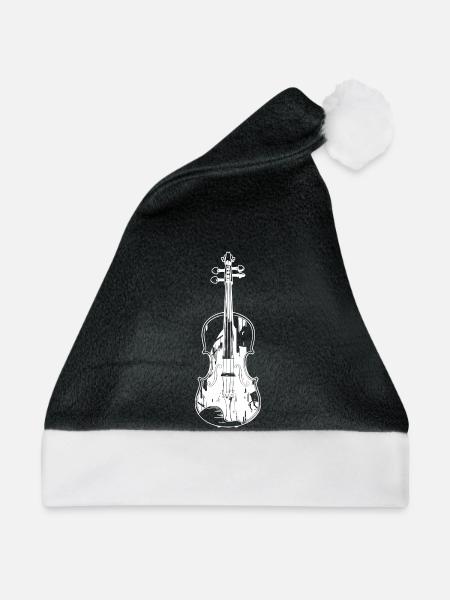 Geige Zeichnung - Weihnachtsmütze - Schwarz/Weiß