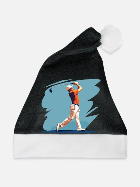 Golfspieler Grafik - Weihnachtsmütze - Schwarz/Weiß