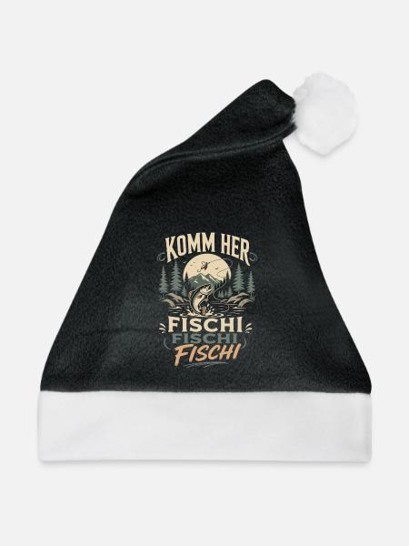 Komm her Fischi Fischi Angler - Weihnachtsmütze - Schwarz/Weiß