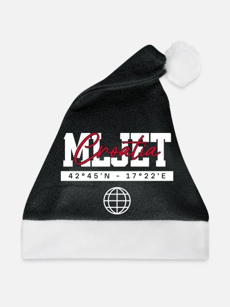 Mljet Kroatien Koordinaten Reise Souvenir - Weihnachtsmütze - Schwarz/Weiß - Vorne