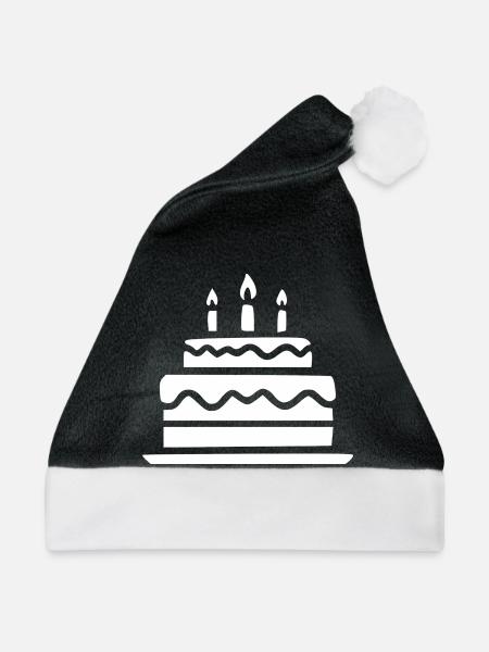 Geburtstagskuchen mit Kerzen Geschenk Geburtstag - Weihnachtsmütze - Schwarz/Weiß - Vorne