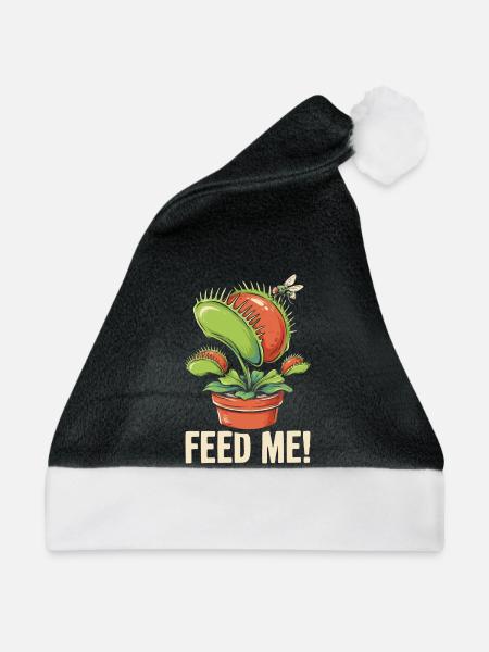 Fress mich Venusfliegenfalle - Weihnachtsmütze - Schwarz/Weiß