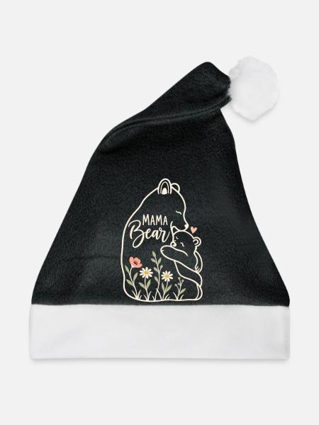 Minimales Gänseblümchen-Mama-Leben süße Mama-Bär - Weihnachtsmütze - Schwarz/Weiß