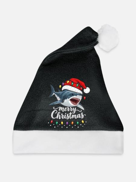 Weihnachtshai mit Lichterkette Hai - Weihnachtsmütze -
