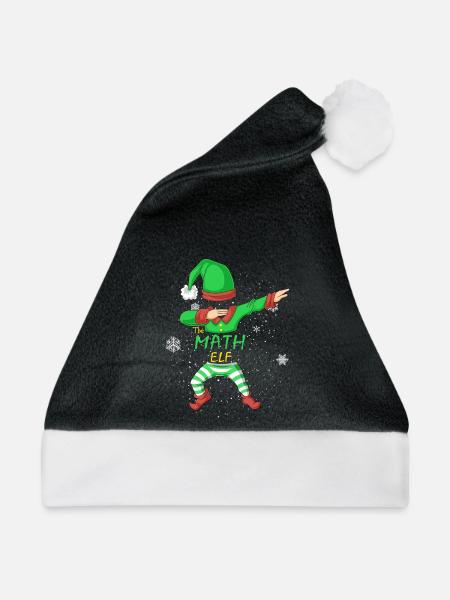 Math Elf Family passendes Weihnachts-T-Shirt - Weihnachtsmütze - Schwarz/Weiß - Vorne