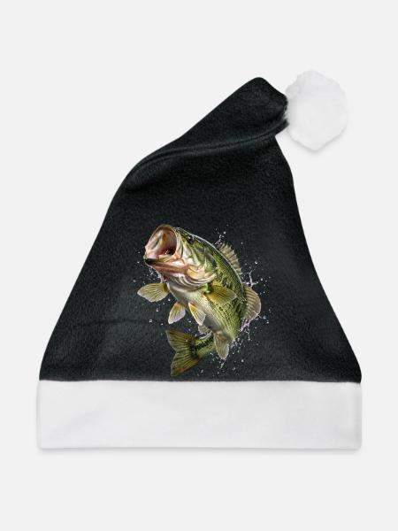 Fisch, Angeln, Fischer - Weihnachtsmütze - Schwarz/Weiß