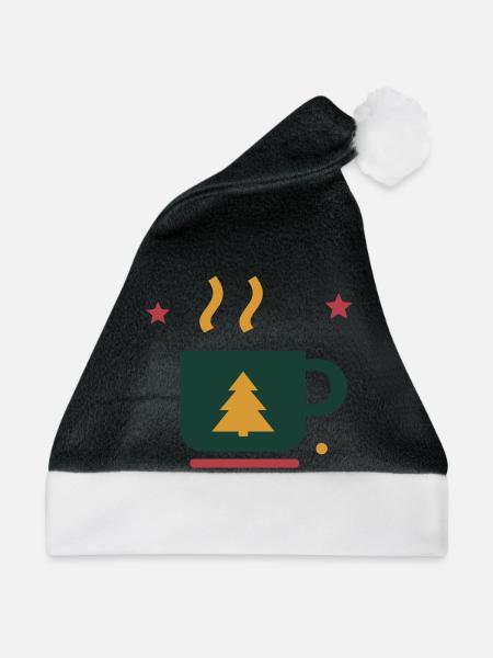 Winterkakao mit Tannenbaum – Adventsmotiv - Weihnachtsmütze - Schwarz/Weiß