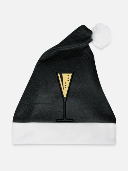 Sektglas (Sekt / Trichter / Offen / 2C) - Weihnachtsmütze -