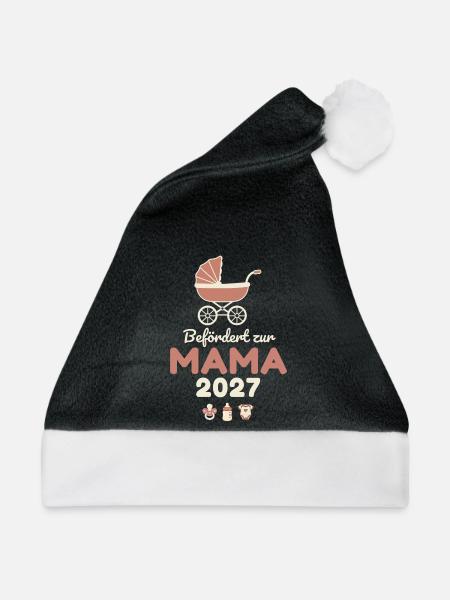 Befördert zur Mama 2027 – Süß - Weihnachtsmütze - Schwarz/Weiß