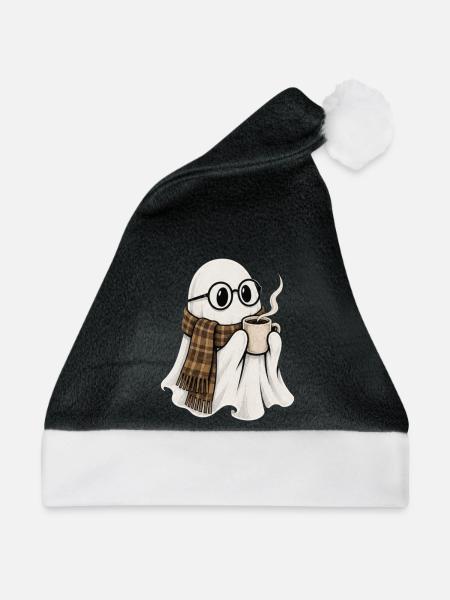 Kaffeegeist mit Brille und Schal - Weihnachtsmütze - Schwarz/Weiß