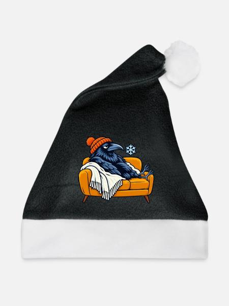 Rabe auf Cozy Couch - Weihnachtsmütze -