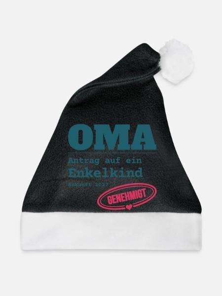 Oma 2027 – Antrag auf Enkelkind genehmigt - Weihnachtsmütze - Schwarz/Weiß