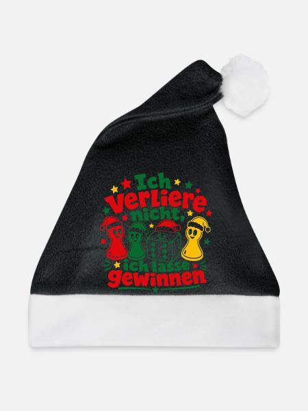 Lustiger Spieleabend Weihnachten Brettspiel - Weihnachtsmütze - Schwarz/Weiß - Vorne