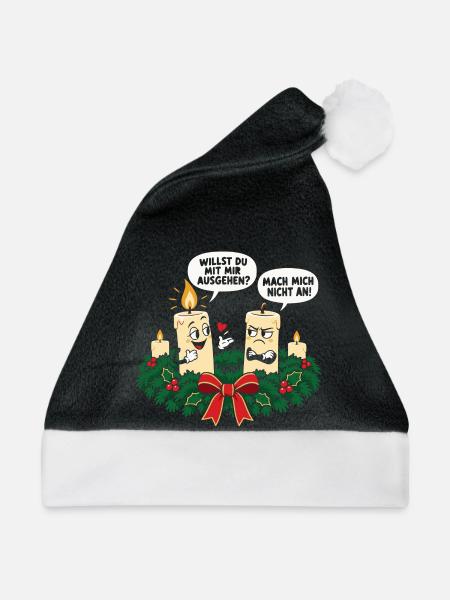 Willst du mit mir ausgehen – Advent Humor - Weihnachtsmütze - Schwarz/Weiß - Vorne