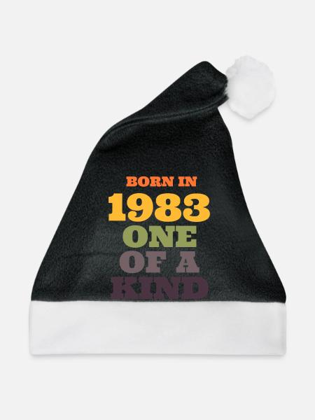 Geboren 1983: Einzigartiges Retro-T-Shirt - Weihnachtsmütze - Schwarz/Weiß - Vorne