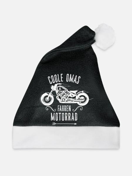 Coole Omas Fahren Motorrad Biker Oma Spruch - Weihnachtsmütze - Schwarz/Weiß - Vorne
