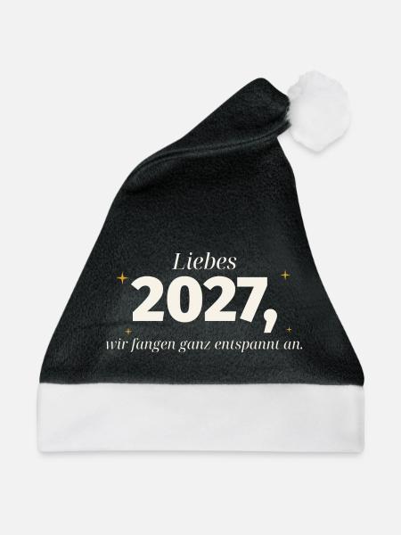 Liebes 2027 Entspannter Neustart - Weihnachtsmütze - Schwarz/Weiß - Vorne