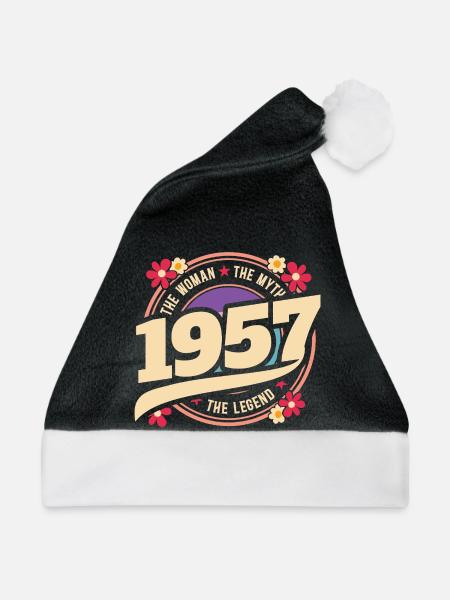 1957 70 Jahre Jubiläum Vintage Woman - Weihnachtsmütze - Schwarz/Weiß - Vorne