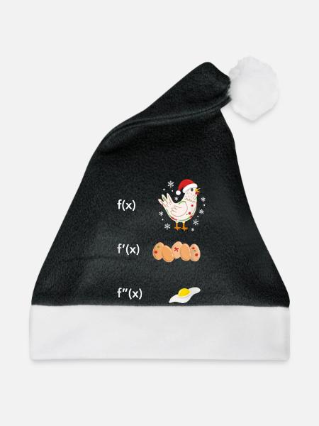 Ableitung Huhn Ei Spiegelei Mathe Funktion Xmas - Weihnachtsmütze - Schwarz/Weiß - Vorne
