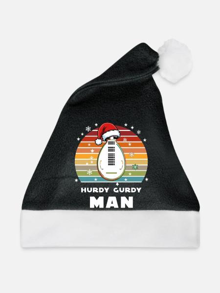 Hurdy Gurdy Man Drehleier Mittelalter Weihnachten - Weihnachtsmütze - Schwarz/Weiß - Vorne