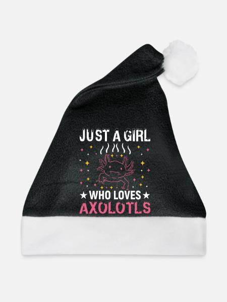 Just A Girl Who Loves Axolotls Pink Stars - Weihnachtsmütze - Schwarz/Weiß - Vorne