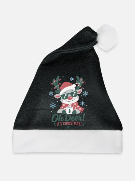 Oh Deer! Es ist Weihnachten - Weihnachtsmütze - Schwarz/Weiß