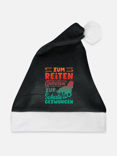 Lustiges Pferdemädchen & Reiter Spruch Geschenke - Weihnachtsmütze - Schwarz/Weiß