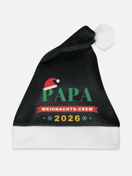 Papa – Weihnachts-Crew 2026 Partnerlook - Weihnachtsmütze - Schwarz/Weiß