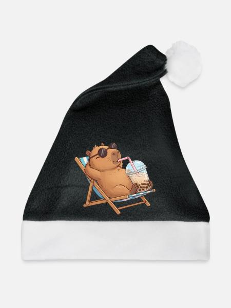 Capybara - Weihnachtsmütze - Schwarz/Weiß