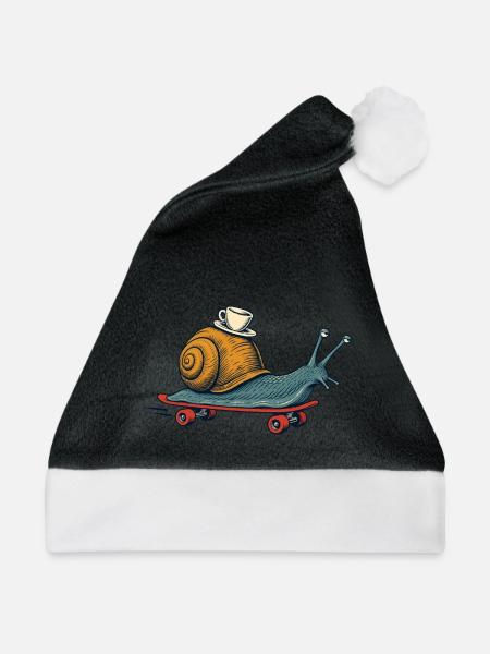Skate-Schnecke mit Espresso - Weihnachtsmütze - Schwarz/Weiß