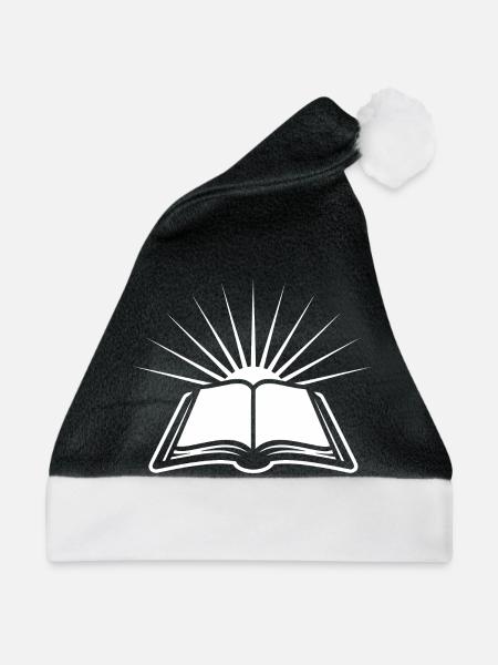 Strahlendes offenes Buch - Weihnachtsmütze - Schwarz/Weiß
