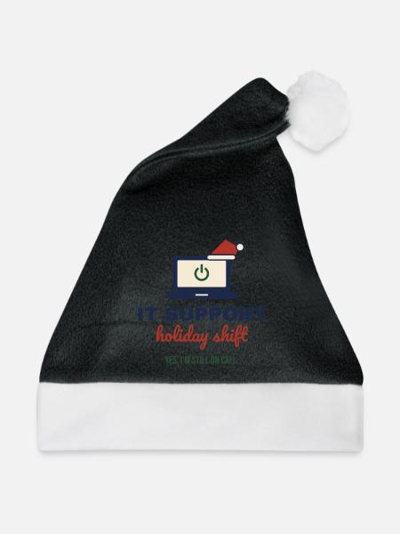 IT Support Holiday Shift – Admin an Weihnachten - Weihnachtsmütze - Schwarz/Weiß - Vorne