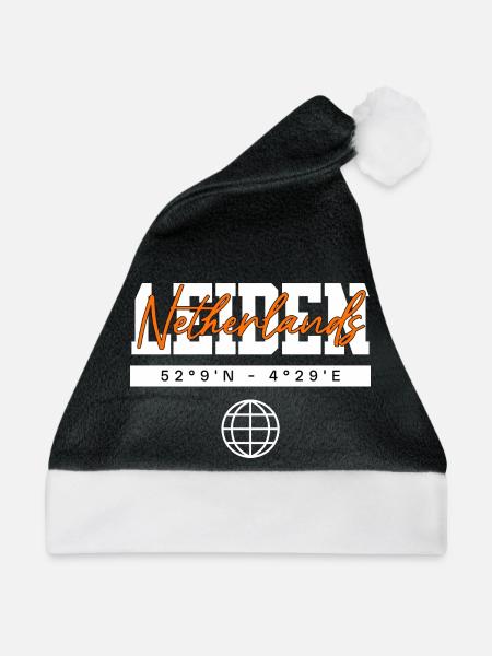 Leiden Niederlande Koordinaten Reise Souvenir - Weihnachtsmütze - Schwarz/Weiß - Vorne
